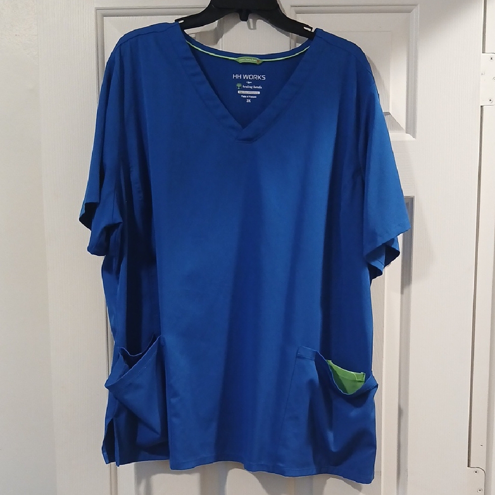 Healing Hands Royal Blue V-Neck Scrub Shirt